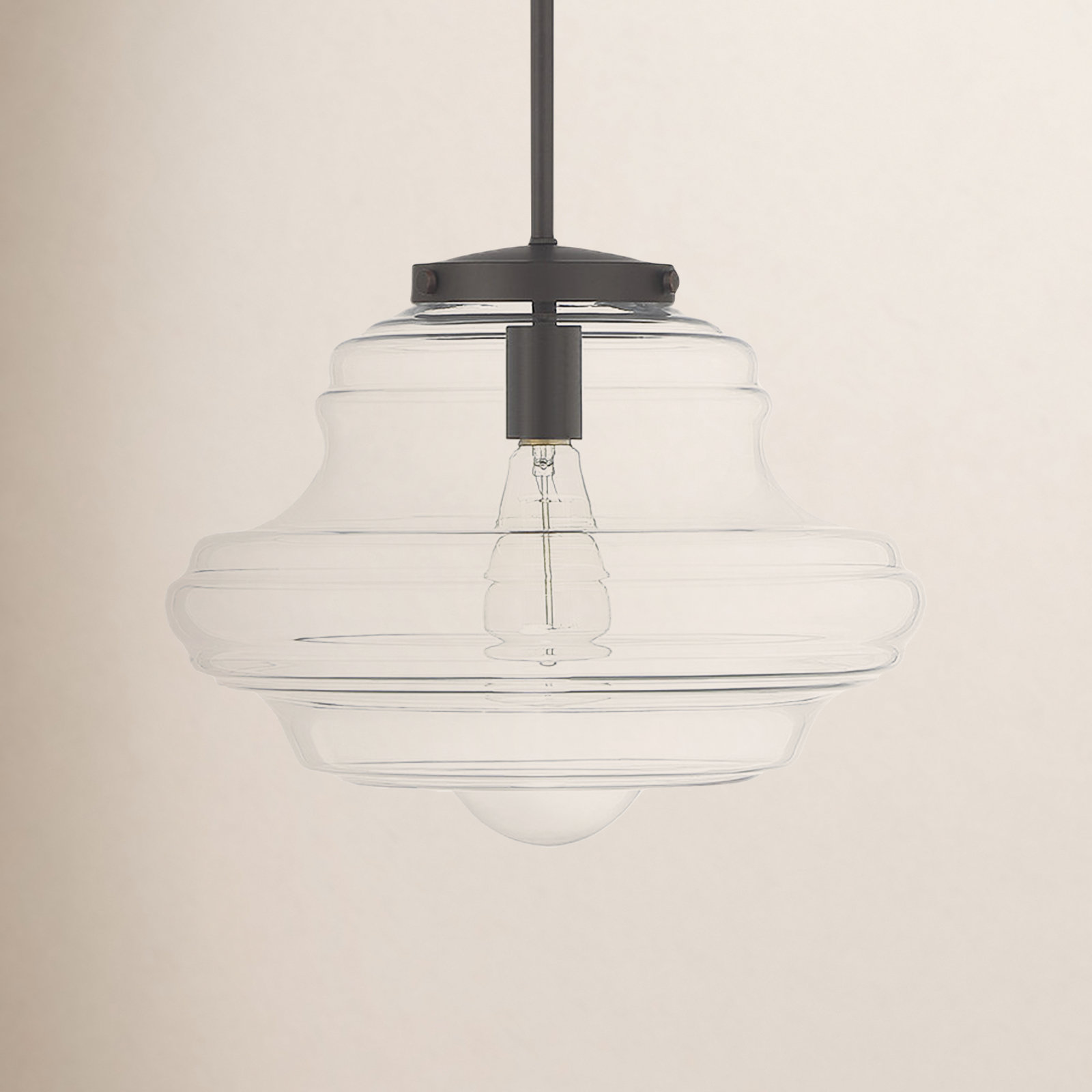 Marah 1-Light Dimmable Schoolhouse Single Pendant , Oil Rubbed Bronze