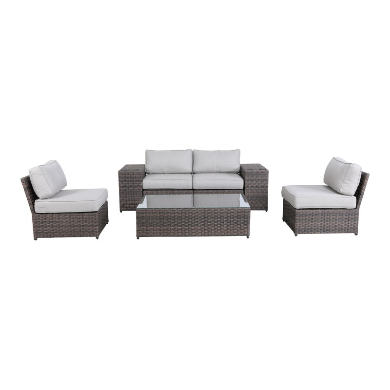 Ensemble de conversation pour 4 personnes avec coussins Bricker