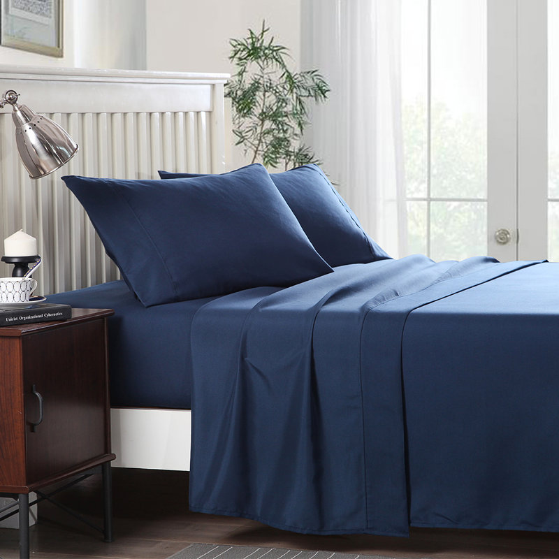 Microfiber Sheet Set, Queen, Navy Blue