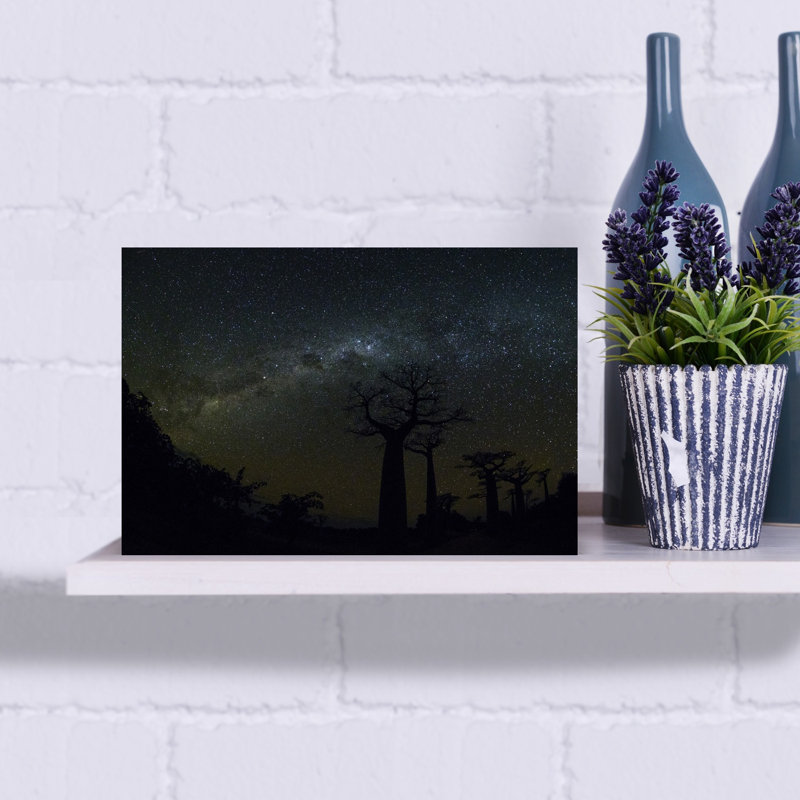 Baobab sous la Voie Lactée, galaxie de nuit, Morondava, Madagascar, paysage contemporain abstrait, art mural