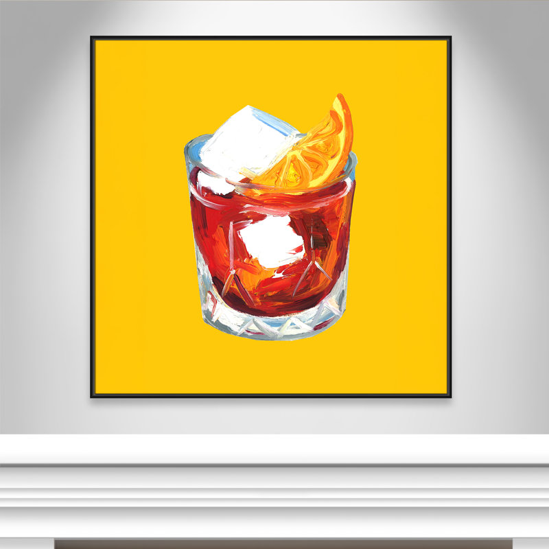 Negroni Sunshine - reproduction carrée par Straker, 46.5' W x 46.5' H, Cadre flottant noir