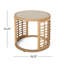Table d'appoint moderne en brun avec structure en acier tressé et plateau en verre trempé, profondeur 18,61 po