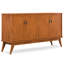 Buffet en bois franc massif Mid-Century à 4 portes avec tablettes réglables Draper