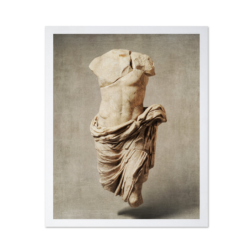 Statue romaine en marbre, Affiche, H 18 po x l 24 po, Encadrement blanc