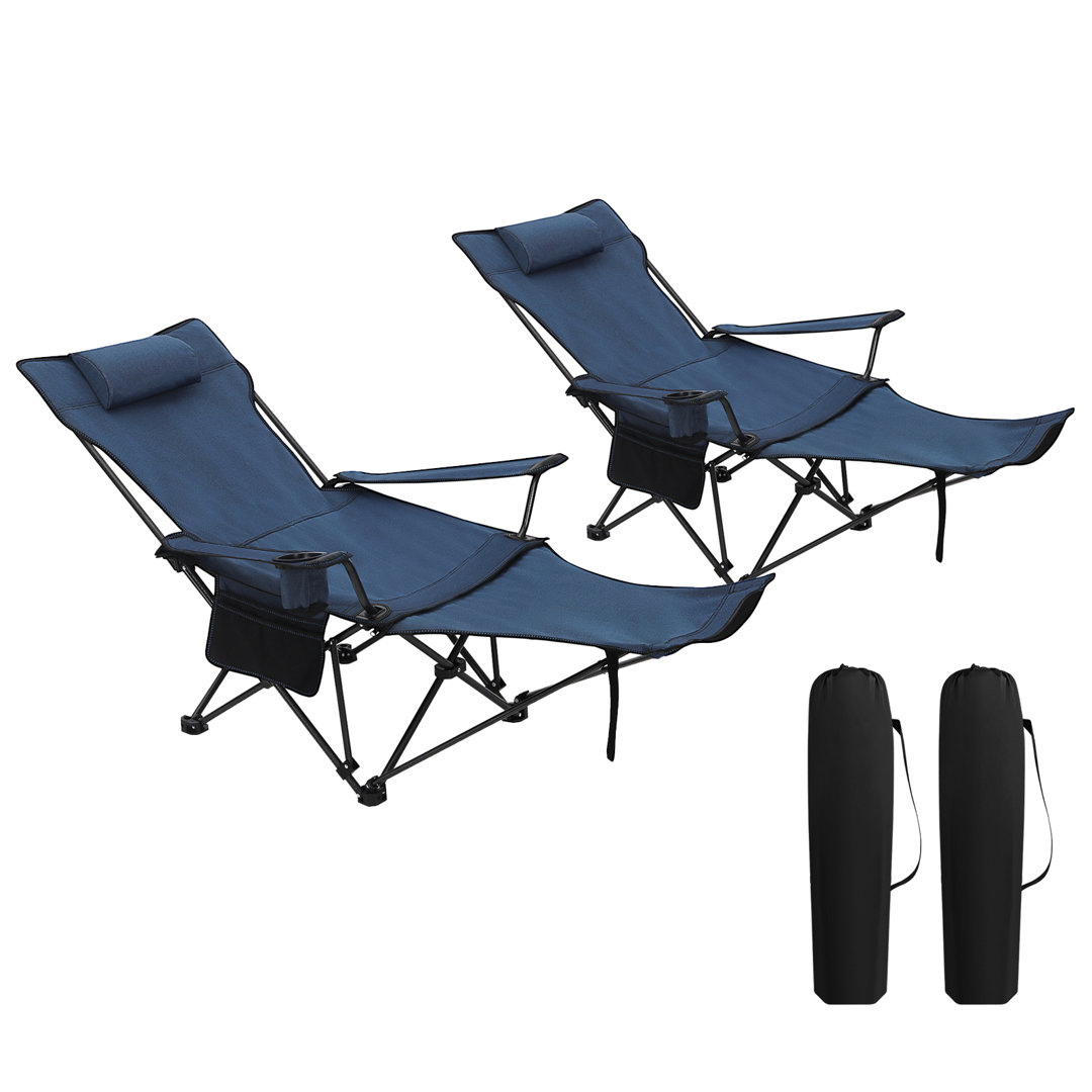Camping Chair Lightweight Folding Fishing Chair with Retractable Footrest and Removable Headrest, Carry Bag, for Outdoor Activities