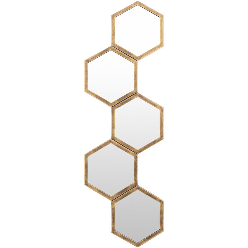 Stubbs Gold Hexagonal Metal Wall Mirror 34.75"