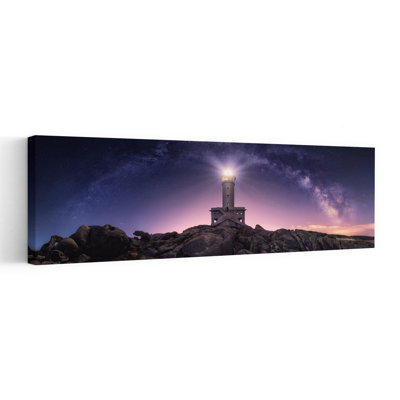 Milky Way Lighthouse by Carlos F. Turienzo - Wrapped Canvas Panoramic Print