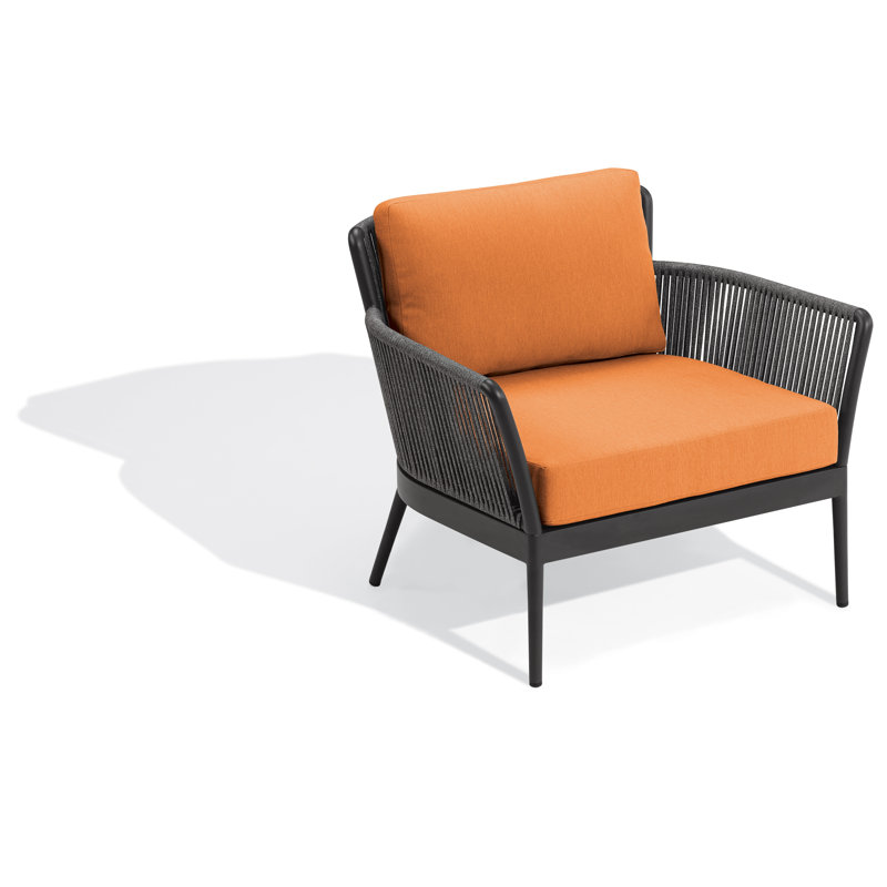 Nette Patio Chair with Cushions, Tangerine, No