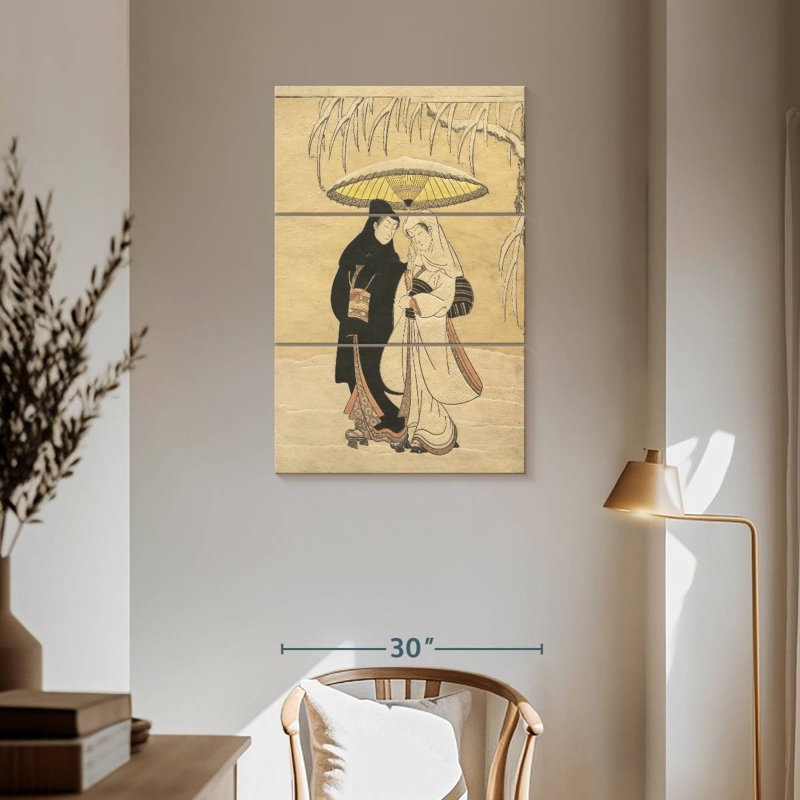 Hardie Lovers marchant dans la neige, H 57 po x l 36 po