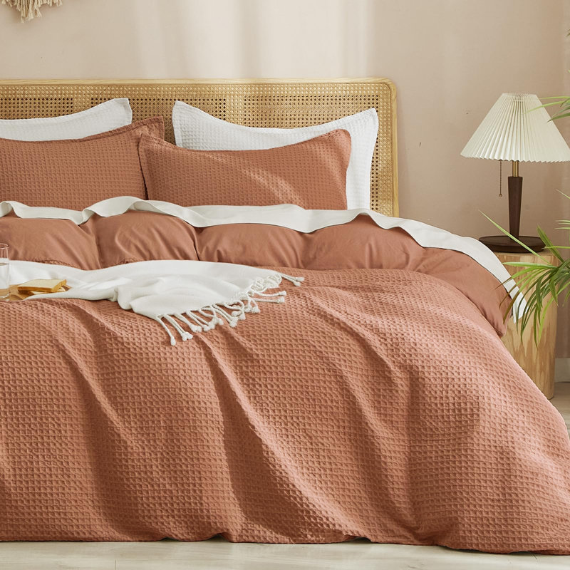 PHF Waffle Weave Duvet Cover Set, No Snagging Ultra Soft Luxury Textured Breathable Comforter Cover for All Season 3pcs, Durable Bedding Duvet Set with 2 Pillow Shams