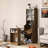 Mid-century Multi-use Extenable Cabinet Desk With Storage Peg Board, Storage Cabinet With Sliding Glass Doors, Led Light, Free Cat Cushion And Cat Toy