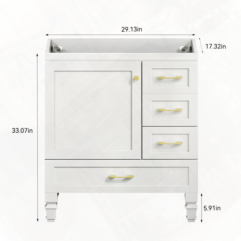 Meuble-lavabo de salle de bain avec porte à fermeture en douceur et tiroirs de rangement, Blanc
