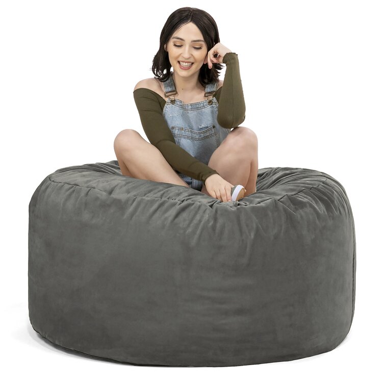 Latitude Run® Saxx 4 Foot Round Bean Bag w/ Removable Cover & Reviews