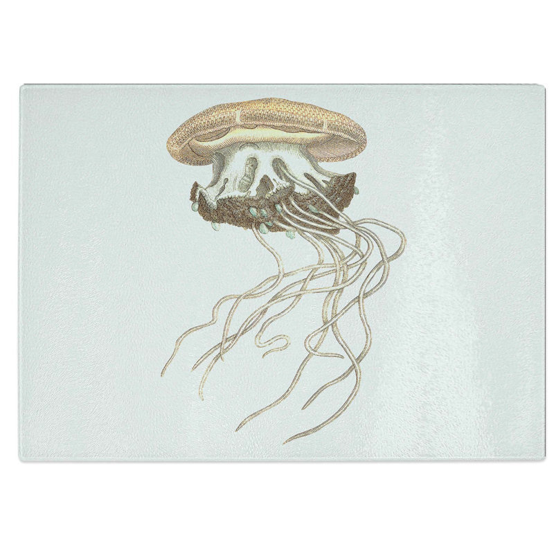 Tempered Glass Crown Jellyfish Chopping Board, 28.5 cm W x 20 cm L