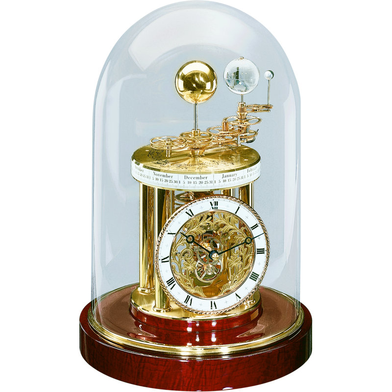 Roman Numeral Metal Quartz Movement / Crystal Tabletop Clock in Mahogany
