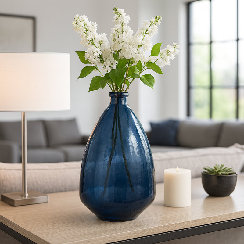 Vase en verre lisse Modern Modern, H 19 po x l 12 po x P 12 po