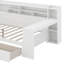 Lit de jour double avec tablettes de rangement, lit multifonctionnel avec deux tiroirs de rangement et bureau d'étude-266691528