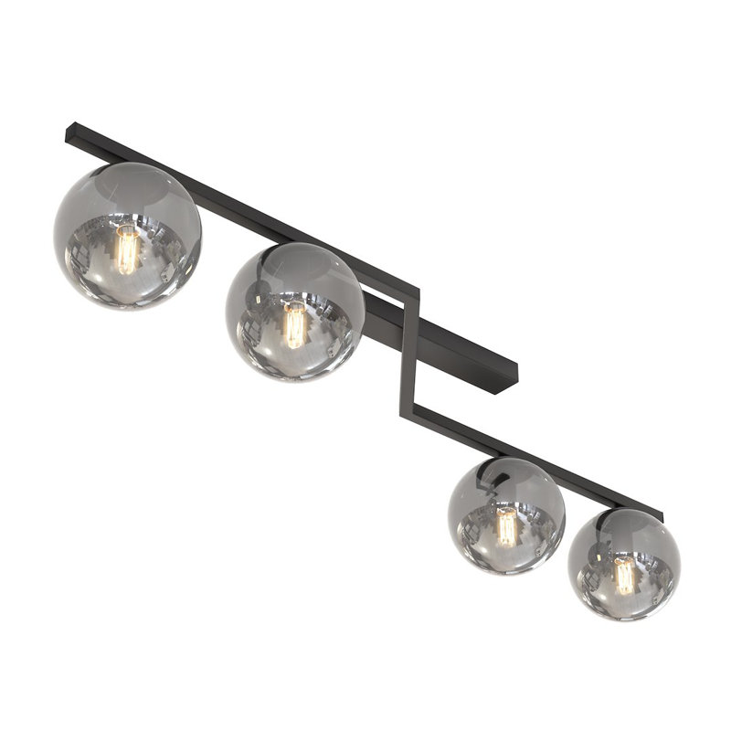 Glass Flush Mount, Graphite, 4 Lights
