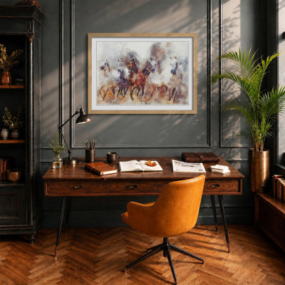 Galloping Horses in Abstract - Framed Print