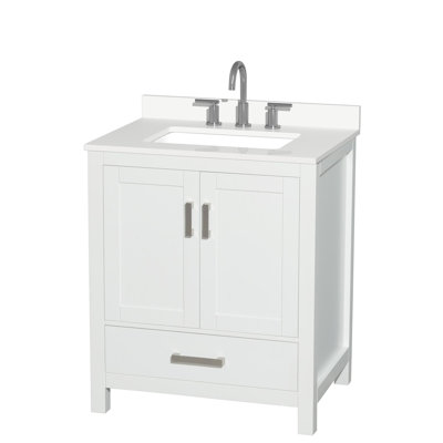 Sheffield 30'' Single Bathroom Vanity with Quartz Top -  Wyndham Collection, WCS141430SWHGTUNSMXX