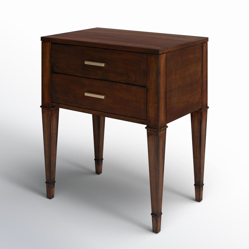Kai Black 2 Drawer Nightstand, Antique Cherry