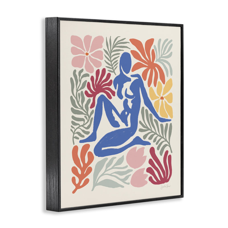«Abstract Garden with Nude», estampe numérique par Janelle Penner, Giclée encadrée noir minuit, H 14 po x l 11 po