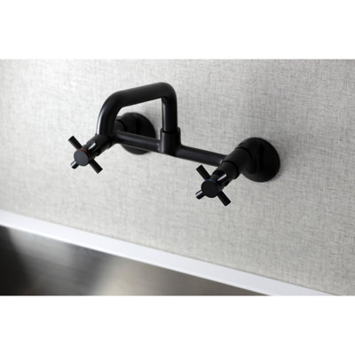 Kingston Brass Concord Double-Handle 2-Hole Wall-Mount Bridge Kitchen Faucet