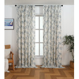 Peacock Print Pinch Pleated Panel W/Back tabs Curtains (Set of 2)