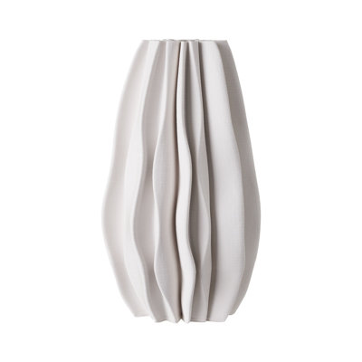 White Curved Ceramic Vase