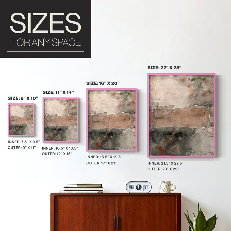 «Mud Play II», reproduction encadrée - bois massif, H 15 po x l 12 po, Rose