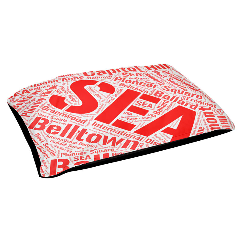 Coussin de chien « districts », Moyen (H 9,5 po x l 28 po x P 18 po), Indianapolis, Rouge