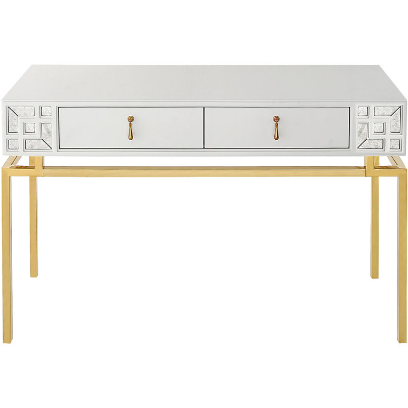 Dynasty Champagne Gold Mirrored Console Table and Wall Mirror Set