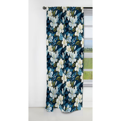 Azure Mirage Tropical Motif I - Rideau floral - Rideau occultant en velours - 1 panneau