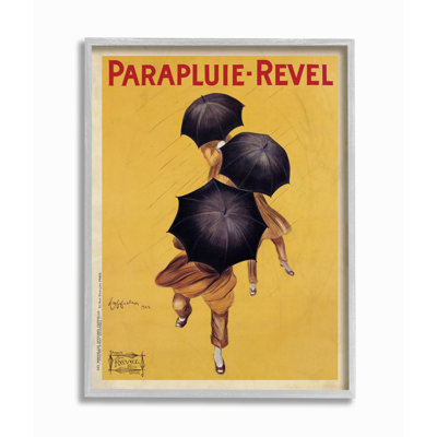 Parapluie-Revel Vintage Poster Yellow Design Gray Farmhouse Rustic Framed Giclee Texturized Art by Marcello Dudovich