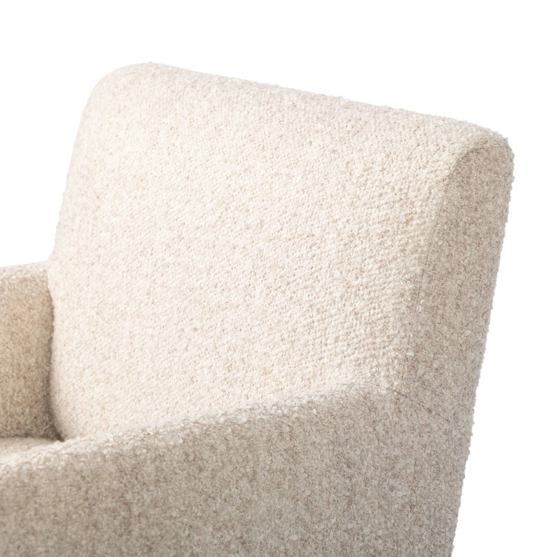 Ledger Upholstered Arm Chair, Cream Polyester Blend