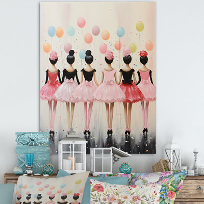 Rose Pop Art, filles, ballet - Ballet, art mural