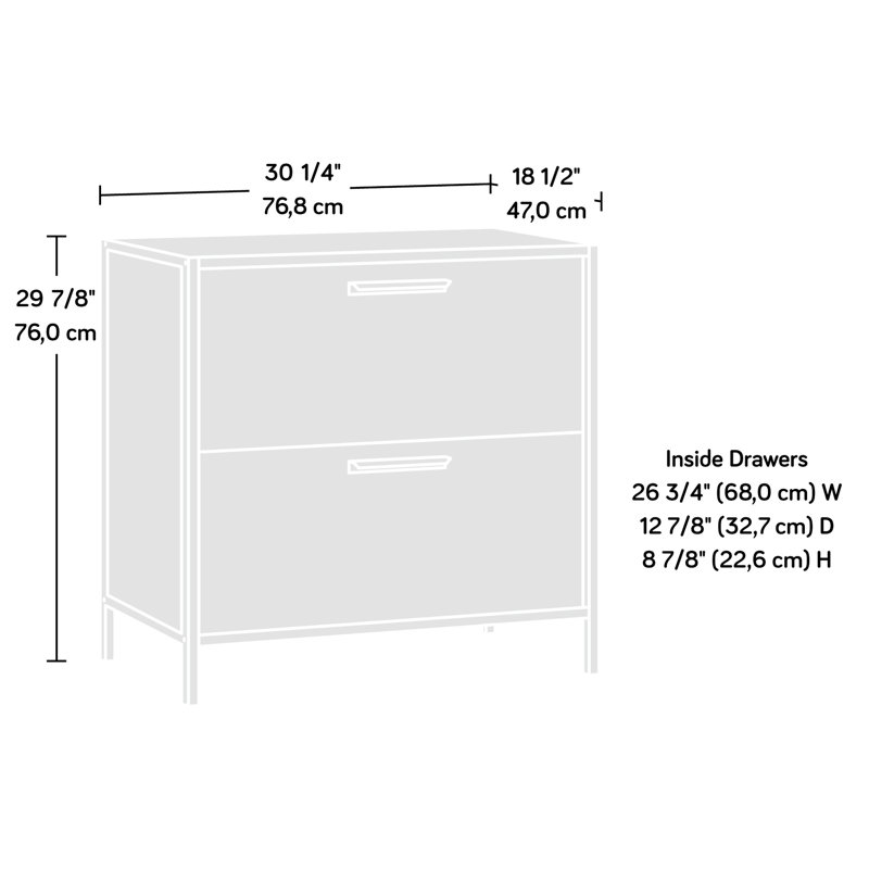 Classeur latéral brun de style industriel, rangement à deux tiroirs, taille compacte convenant à diverses pièces, matériau principal en bois d'ingénierie et surface élégante pour la décoration