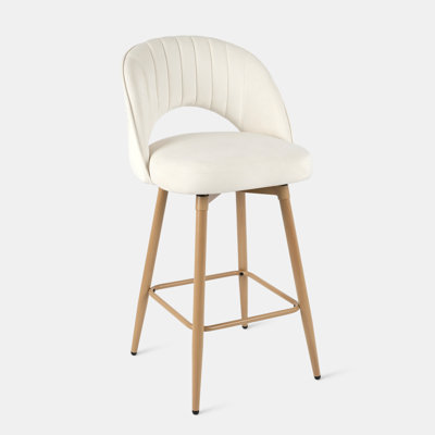 360° Swivel Upholstered Counter Stools With Backrest Bar Stools Set of 3