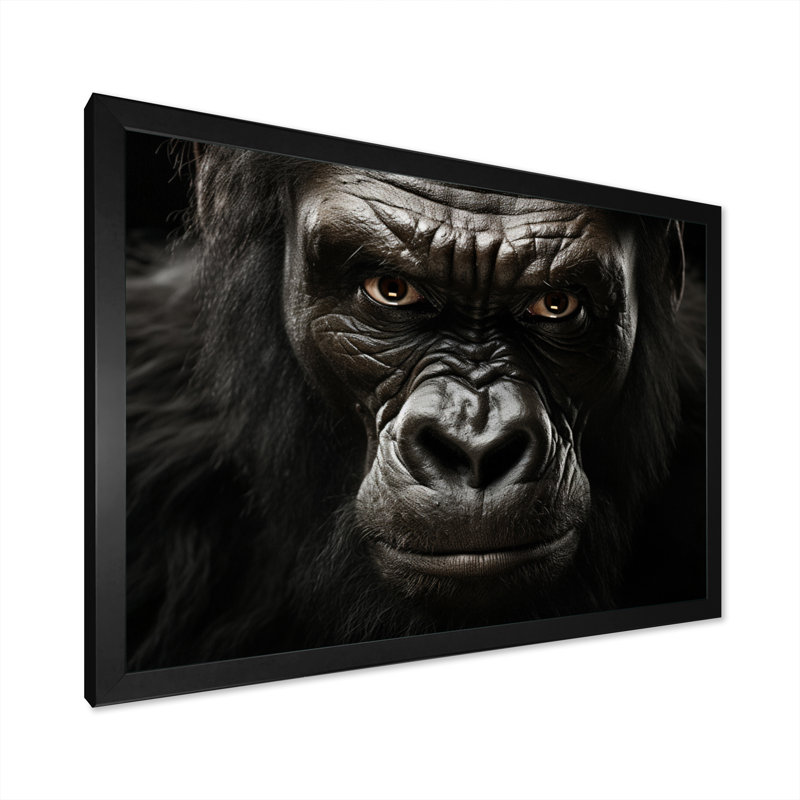 Afrique, Gorillas Majesty, impression d'art mural Afrique, Cadre photo noir, H 12 po x l 20 po x P 1 po