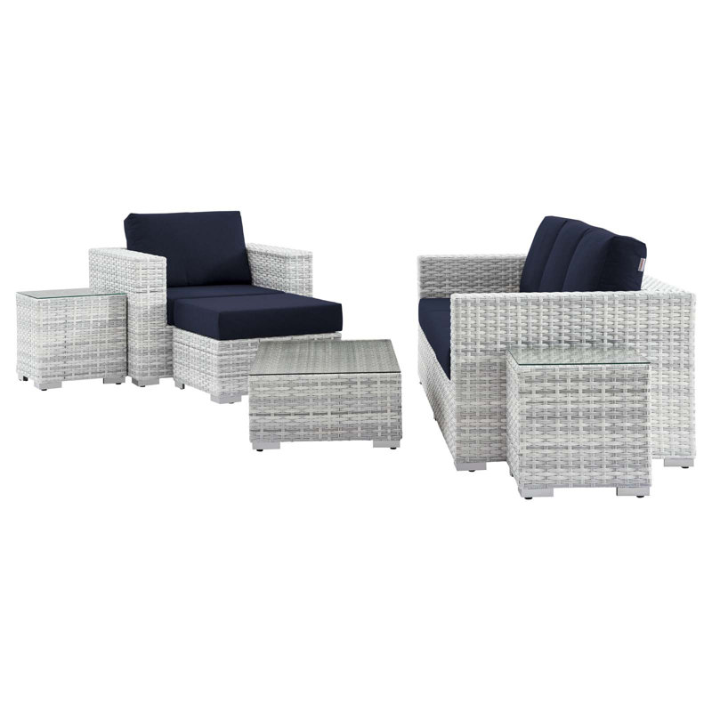 Ensemble de patio extérieur 6 pièces Modway Convene, Bleu marine