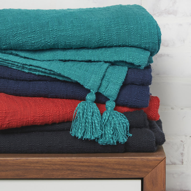 Devin Hand Woven Throw Blanket, Coal