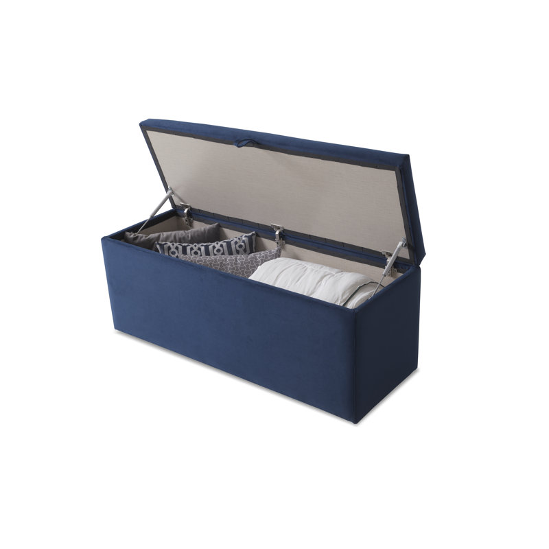 120cm Wide Rectangle Ottoman with Storage, Blue