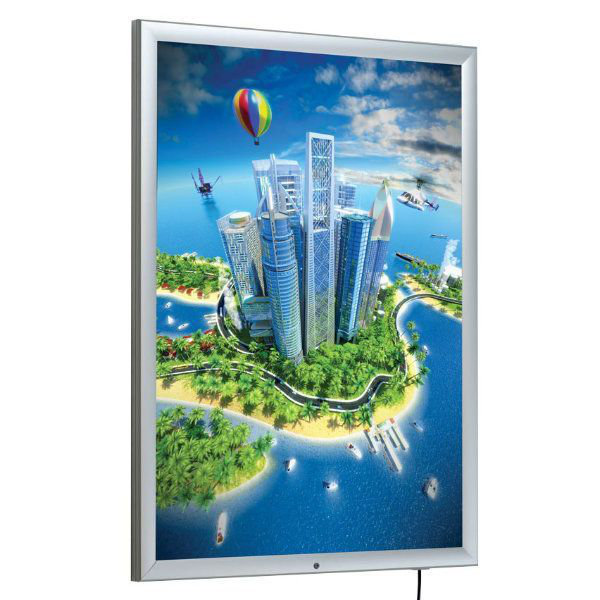 Porte-affiche à DEL verrouillable et résistant aux intempéries, H 42,4 po x l 32,4 po x P 1,18 po