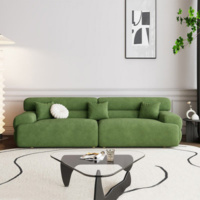 Canapé modulaire vert en coton et lin