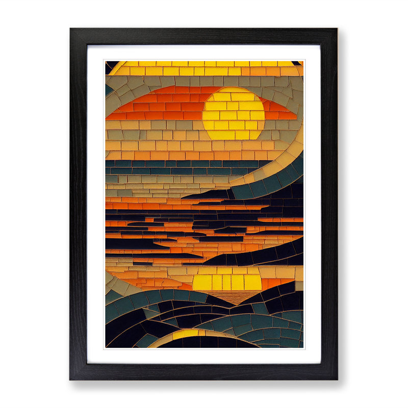 Sunset Mosaic - Picture Frame Print, 46cm H x 25cm W x 2cm D, Walnut