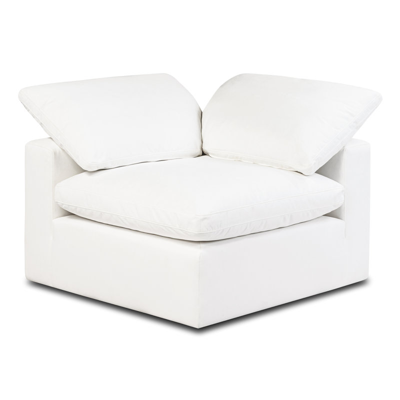 Wonardo Upholstered U-Shaped Sectional, Cotton White Fabric