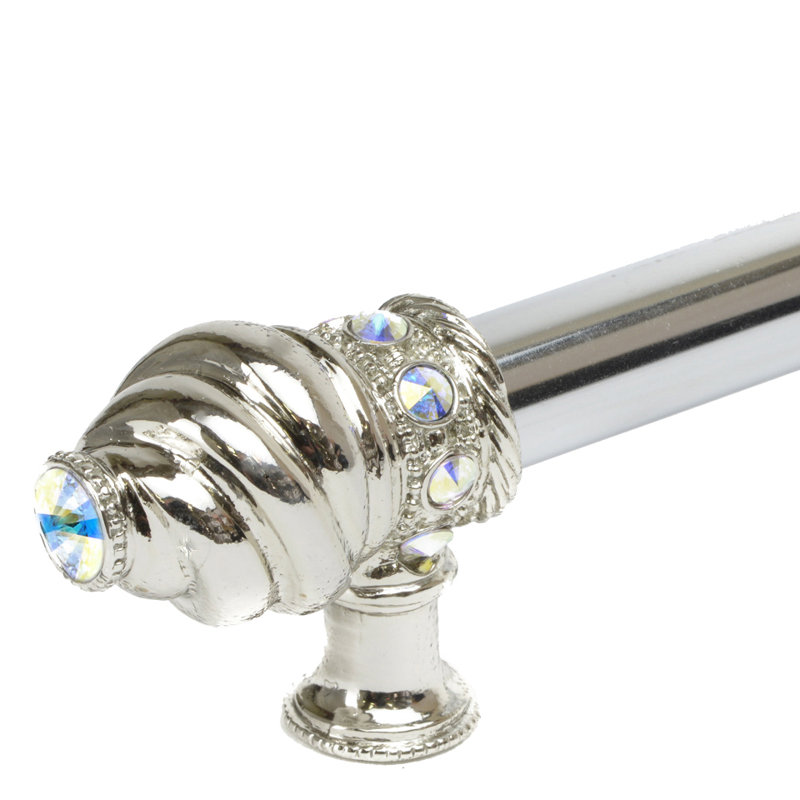 Caché avec 5/8 de poignées lisses au centre avec 16 cristaux Swarovski Aurore Boreale, 18", Chrome