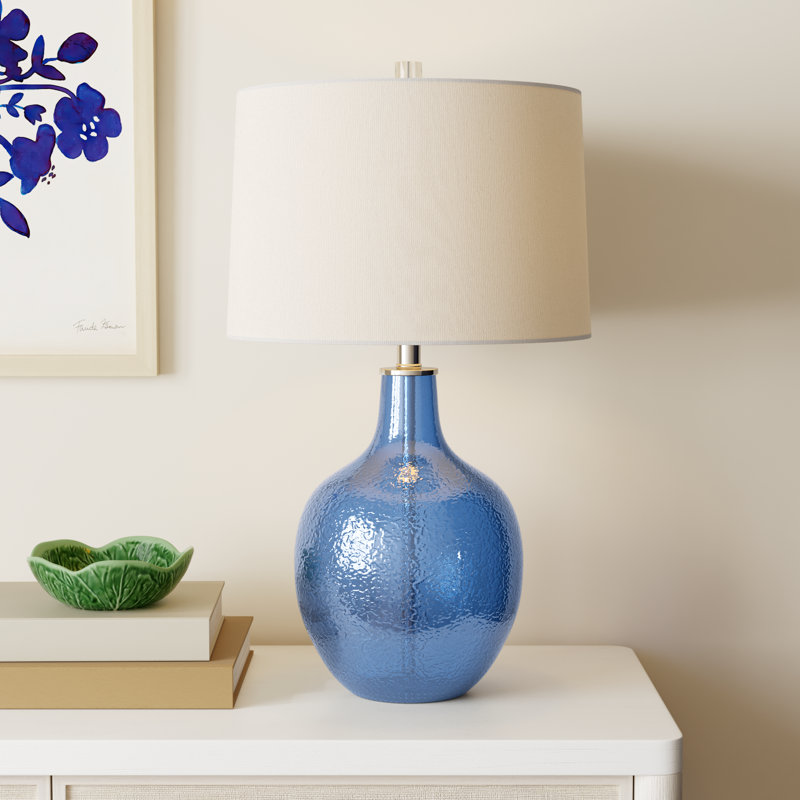 Nadine Modern Blue Glass Urn Table Lamp - 17"