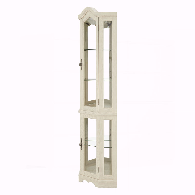 Curio Cabinet Lighted Glass Display Curio Cabinet, White