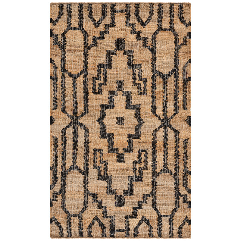 Augst Natural Fiber Flat Weave Jute Southwestern Rug, Rectangle 3' x 5'
